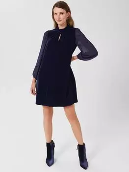 Бархатное платье Hobbs Faye, темно-синий цвет Midnight Navy