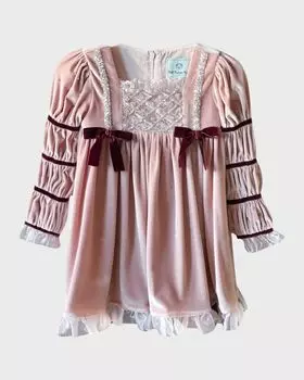 Бархатное платье Juliette с украшением для девочек, размер 2–8 Petite Maison Kids, цвет Pink