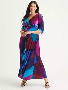 Бархатное платье макси Verity с абстрактным принтом Scarlett & Jo, темно-синий/бирюзовый мульти