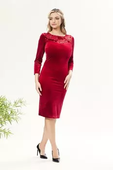 Бархатное платье миди Barocca, красный