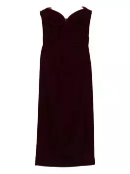 Бархатное платье миди без бретелек Mugler, красный