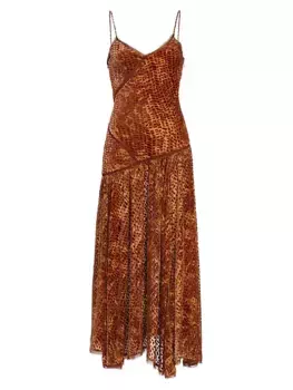 Бархатное платье миди Elodie Devore Ulla Johnson, цвет sienna