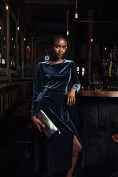 Бархатное платье миди Fatface Haldon Fat Face, синий