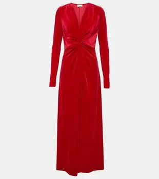 Бархатное платье миди Ganni, красный