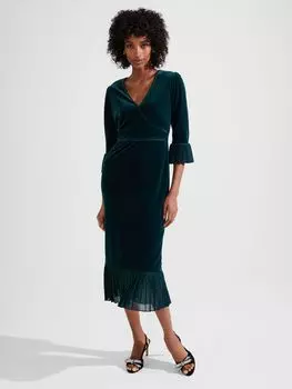 Бархатное платье миди Petite Melodie Hobbs, эвергрин