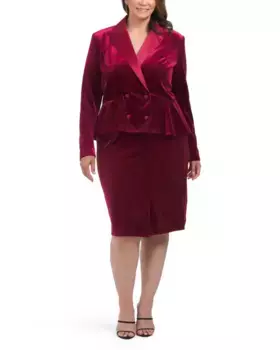 Бархатное платье миди под смокинг с баской Giles Tadashi Shoji, цвет Pomegranate