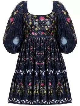 Бархатное платье мини Delirio Trbol Agua By Agua Bendita, синий