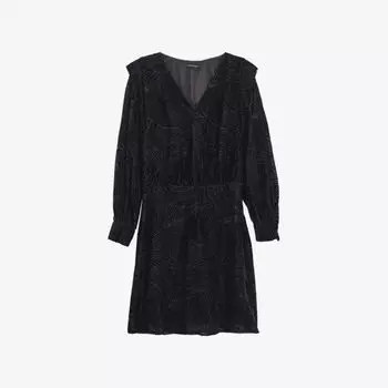 Бархатное платье мини с графичным принтом Ikks, черный