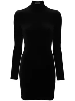 Бархатное платье мини с логотипом BALENCIAGA, черный