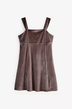Бархатное платье на бретелях Abercrombie & Fitch, коричневый