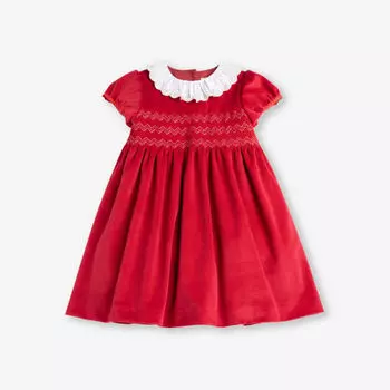 Бархатное платье Octavia с оборками на воротнике 2-11 лет Trotters, красный