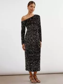 Бархатное платье с блестками Albaray, черный