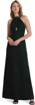 Бархатное платье с бретелькой на бретельках LAUREN Ralph Lauren, цвет Dark Season Green Velvet