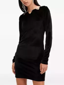 Бархатное платье с цепочкой AllSaints, черный