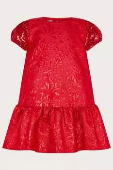 Бархатное платье с космическим принтом Monsoon, красный