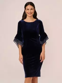 Бархатное платье с рукавами-колокольчиками Adrianna Papell, цвет Midnight