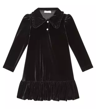 Бархатное платье с рюшами Monnalisa, черный