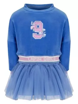 Бархатное платье с тюлем Lapin House, синий