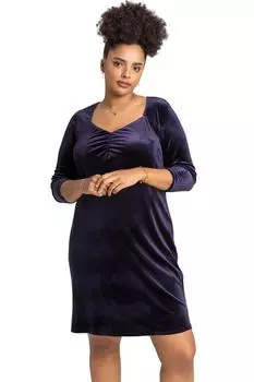 Бархатное платье с вырезом в форме сердца Roman, синий