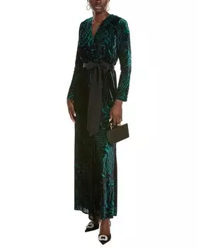Бархатное платье с запахом Diane von Furstenberg Jareth, зеленый