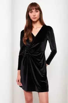 Бархатное платье со складками Lc Waikiki, черный