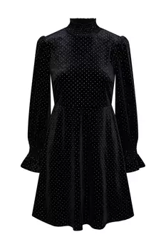 Бархатное платье Yasrva Ls с высоким воротником Y.A.S., черный