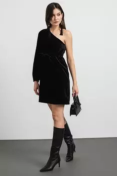 Бархатное платье Yemen с открытыми плечами Marella, черный