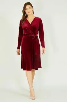 Бархатное платье Yumi, красный