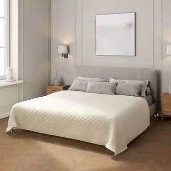 Бархатное покрывало с ромбовидной стежкой Dekoria, белый