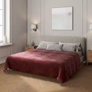 Бархатное покрывало с ромбовидной стежкой Dekoria, бордовый