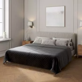 Бархатное покрывало с ромбовидной стежкой Dekoria, черный