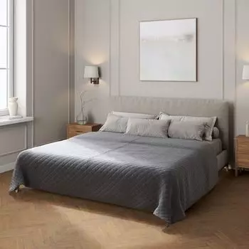 Бархатное покрывало с ромбовидной стежкой Dekoria, серый