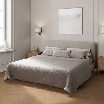 Бархатное покрывало с ромбовидной стежкой Dekoria, серый