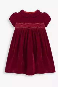 Бархатное праздничное платье свободного кроя JoJo Maman Bb, красный