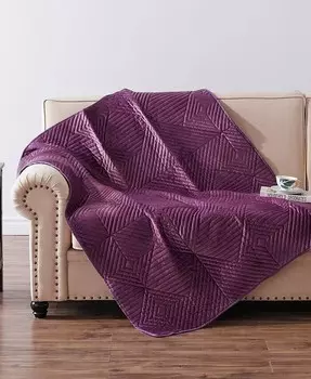 Бархатное стеганое покрывало Riviera с мелкой прострочкой, 50 x 60 дюймов Greenland Home Fashions, фиолетовый