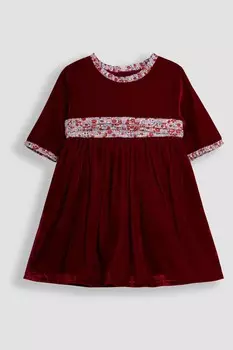 Бархатное вечернее платье с цветочным воротником Питер Пэн Jojo Maman Bb, красный