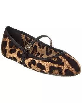 Бархатные балетки Dolce & Gabbana DG Logo, коричневый