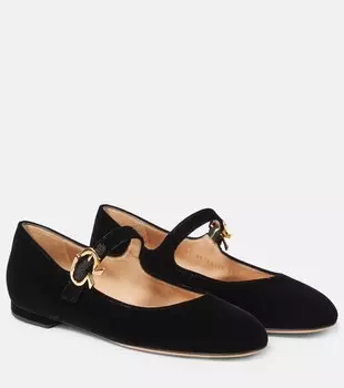 Бархатные балетки mary ribbon 05 Gianvito Rossi, черный