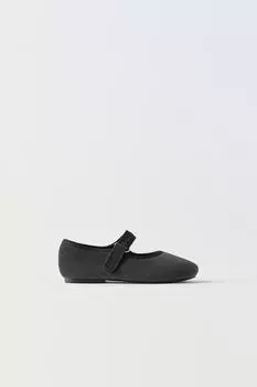 Бархатные балетки ZARA, черный