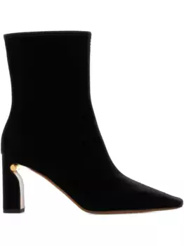 Бархатные ботильоны Alexander McQueen, черный