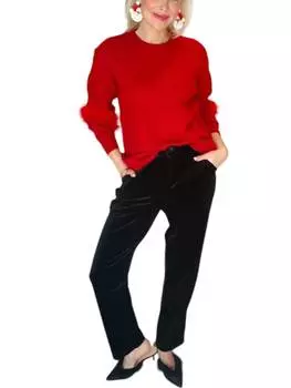 Бархатные брюки черного цвета Why Dress