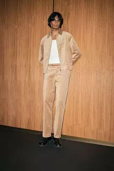 Бархатные брюки обычного кроя H&M, бежевый