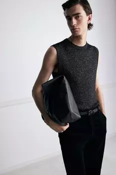 Бархатные брюки обычного кроя H&M, черный