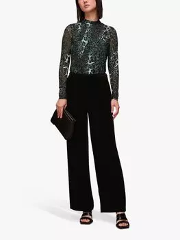 Бархатные брюки полной длины Whistles, черные