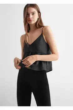 Бархатные брюки прямого кроя Mango, черный