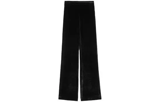 Бархатные брюки прямого кроя с высокой талией JIL SANDER, черный