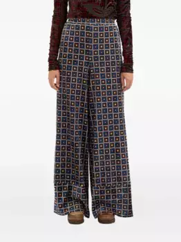 Бархатные брюки с геометричным узором Pierre-Louis Mascia, синий