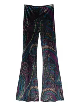 Бархатные брюки с принтом пейсли ETRO, синий