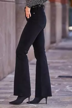 Бархатные брюки с расклешенными штанинами Sosandar, черный