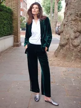 Бархатные брюки Thea с боковыми полосками NRBY, лесной/хаки